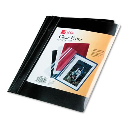 Acco ACCO Vinyl Report Cover, Prong Clip, Letter, 1/2" Capacity, Clear Cover/Black Back 26101